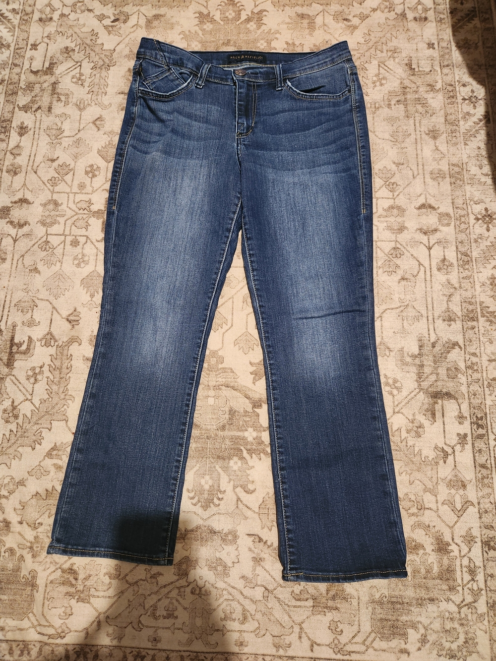 Rock & Republic Medium Blue Wide-Leg Jeans